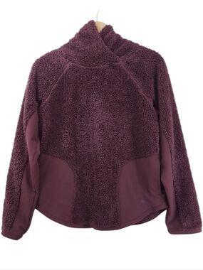 Nike Burgundy Fleece Sherpa Pullover Hoodie Women's Size Small Athletic Apparel